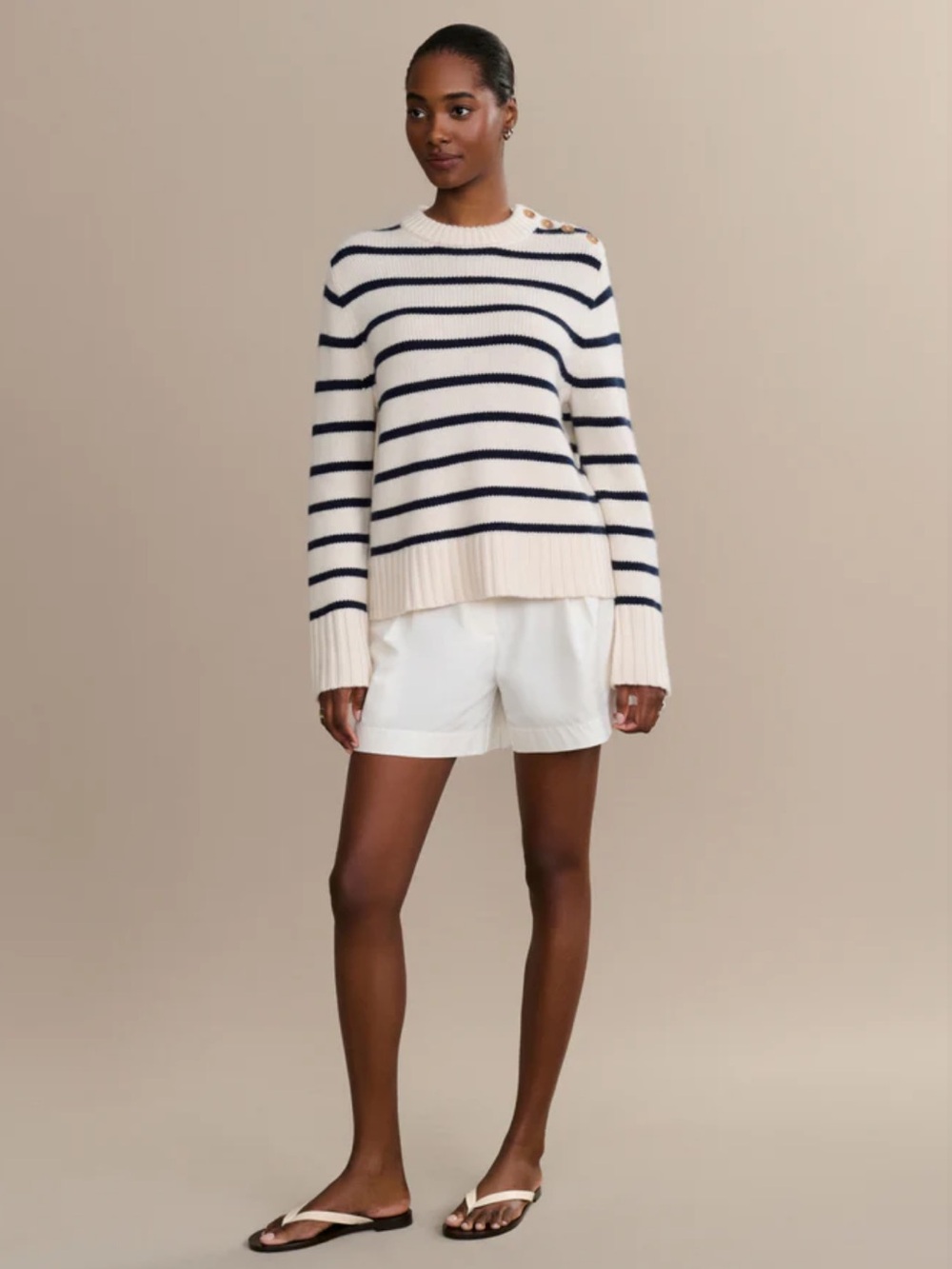 NWT! Jenni Kayne - 100% Cashmere Grace Crewneck - Navy Stripe - Size Medium
